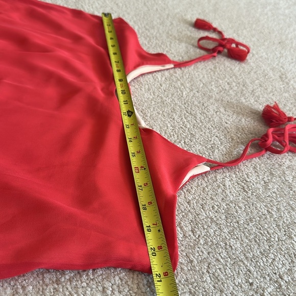 Living Doll Flowy Tassel Tie Shoulder Strap Dress Size XL  Coral Maroon - Picture 11 of 14